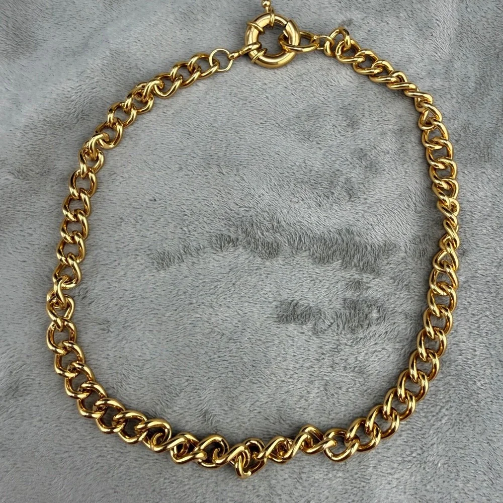 Vintage‎ Chunky Necklace Gold Tone Chain 17